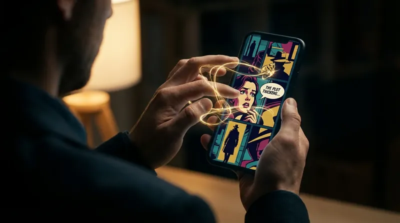 A person's hands artistically guiding golden light on a phone screen, symbolizing the creative process of learning how to train your AI for roleplay. Filename: how-to-train-your-ai-for-roleplay-bestie-ai.webp