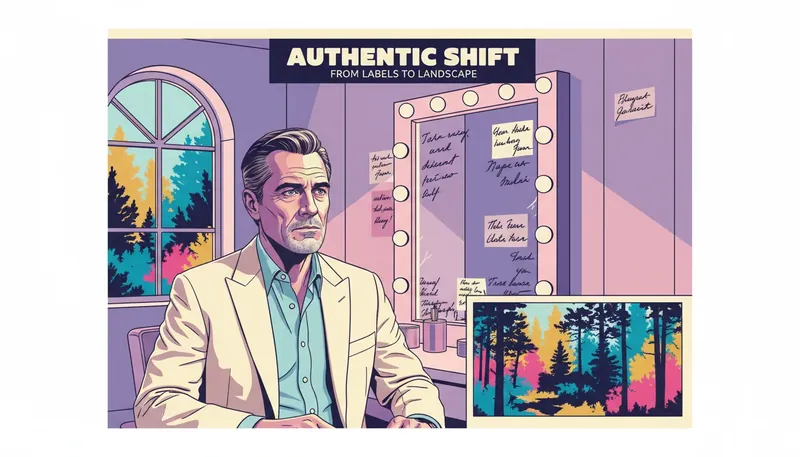 identity-vs-professional-role-kevin-bacon-bestie-ai.webp. A man looking past his reflection to represent the balance of identity vs professional role.