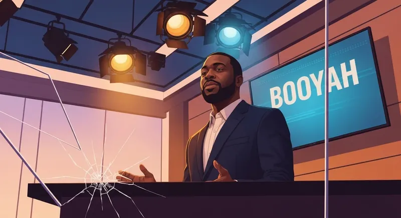 A powerful cinematic visual representing the impact of media representation on self-esteem through the legacy of Stuart Scott. stuart-scott-representation-bestie-ai.webp