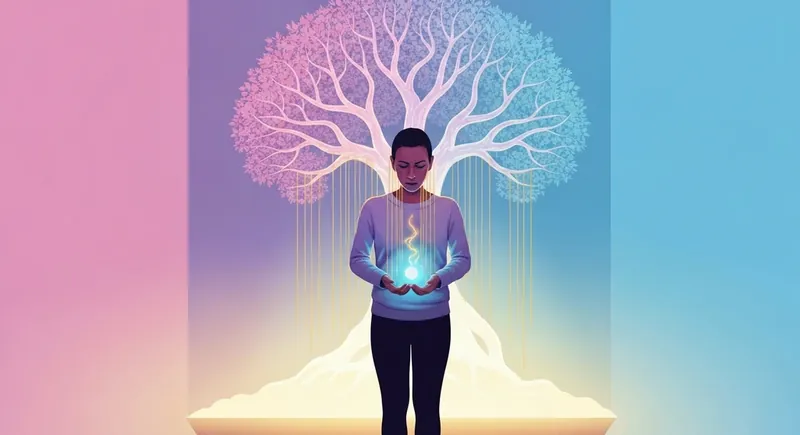 A person healing the cycle of inherited anxiety from parents through meditation and glowing golden energy. inherited-anxiety-from-parents-bestie-ai.webp