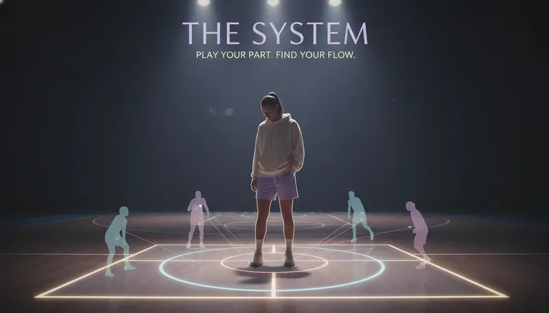 A conceptual image illustrating the Jaylon Tyson role on the Cavaliers, showing a player integrated into a glowing strategic diagram on the court. Filename: jaylon-tyson-role-on-cavaliers-bestie-ai.webp