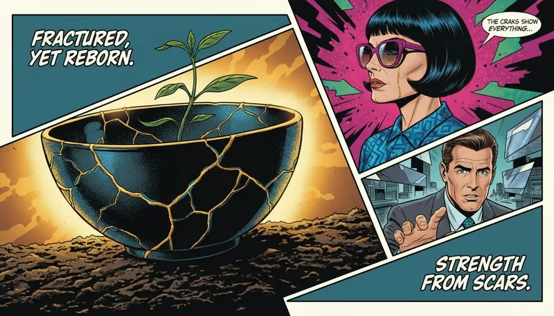 A kintsugi bowl with golden cracks, symbolizing the psychology of trauma recovery and post-traumatic growth after a significant life event like Jeremy Renner's accident. Filename: psychology-of-trauma-recovery-jeremy-renner.webp