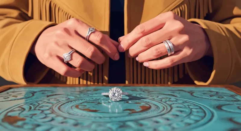 A close-up of the Lainey Wilson engagement ring, showcasing its brilliant diamond and unique design, representing her modern country style and relationship with Devlin Hodges. filename: lainey-wilson-engagement-ring-bestie-ai.webp