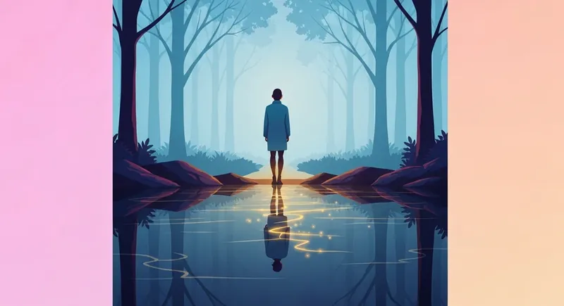 A person standing at a crossroads, symbolizing the journey through loss of self worth and identity toward healing. loss-of-self-worth-and-identity-bestie-ai.webp