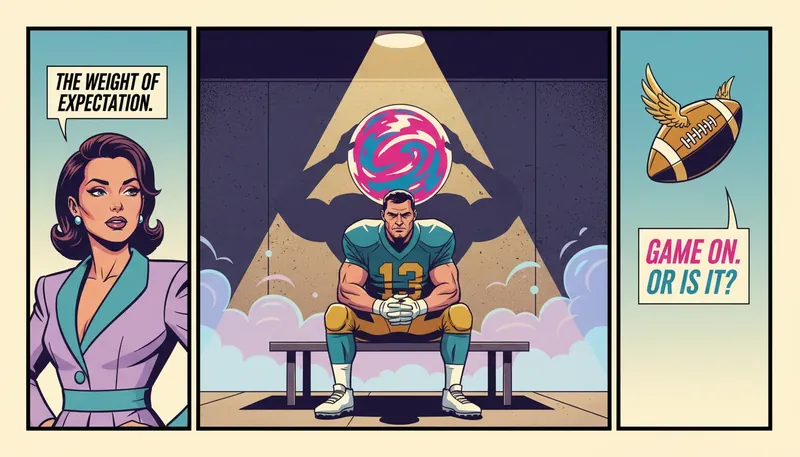 A professional athlete managing performance pressure while sitting in a dark stadium tunnel, jalen-carter-bestie-ai.webp