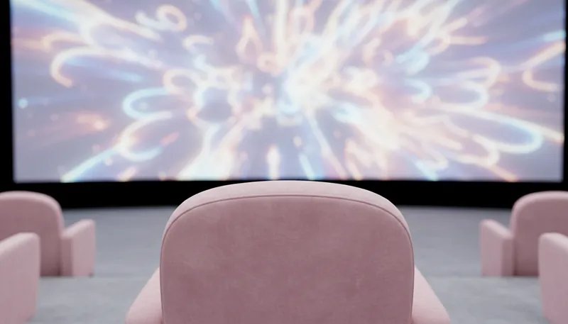 An empty cinema seat faces a glowing screen, symbolizing the decision to watch the Marty Supreme movie and form a personal opinion despite the movie reviews. Filename: marty-supreme-movie-reviews-bestie-ai.webp