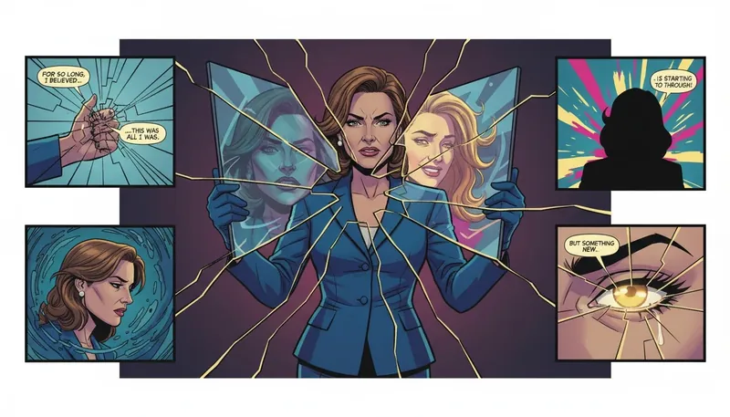 A symbolic image representing the confusion of mbti mistype relationship problems, showing a person seeing a clear reflection of themselves through a cracked and distorted mirror. mbti-mistype-relationship-problems-bestie-ai.webp