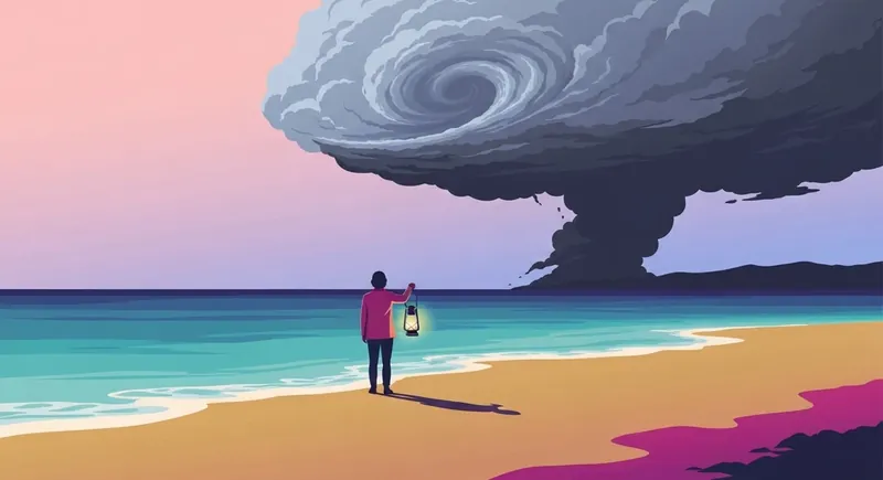 A person holding a lantern against a stormy sky, representing the journey of someone feeling emotionally unstable finding their way back to calm-feeling-emotionally-unstable-bestie-ai.webp