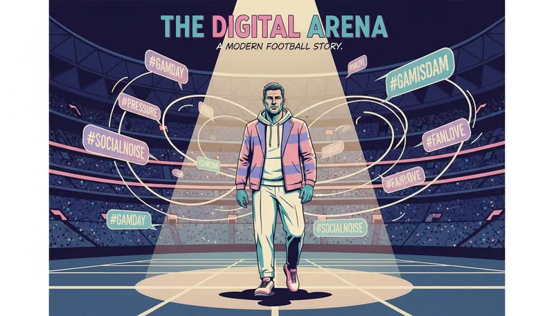 A symbolic representation of mental health and social media criticism featuring a football player in a spotlight-joshua-dobbs-bestie-ai.webp