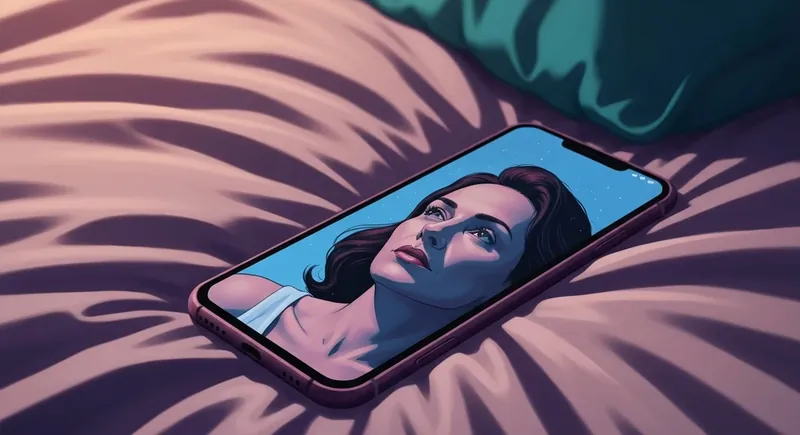 A smartphone glowing in the dark showing mixed signals texting examples on a velvet bedsheet-bestie-ai.webp