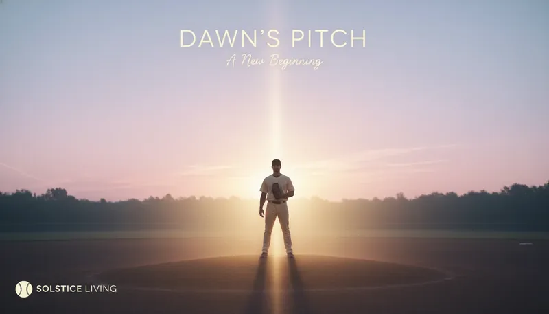 A visual metaphor for overcoming past failures in career, showing a pitcher on a mound ready for a new day, symbolizing the mental game of recovery. Filename: overcoming-past-failures-in-career-bestie-ai.webp