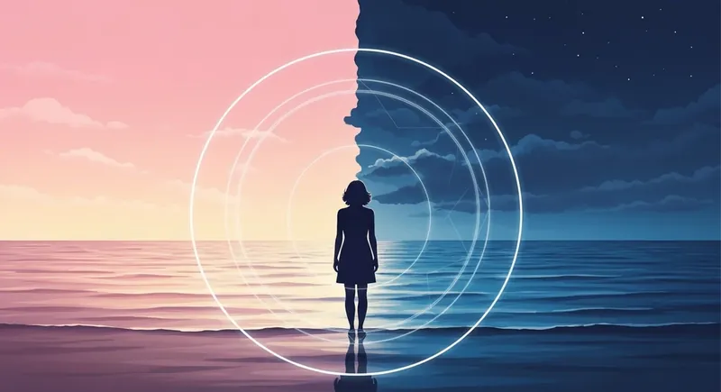 A woman standing between light and shadow representing premenstrual dysphoric disorder criteria and the emotional shifts of the luteal phase. premenstrual-dysphoric-disorder-criteria-bestie-ai.webp