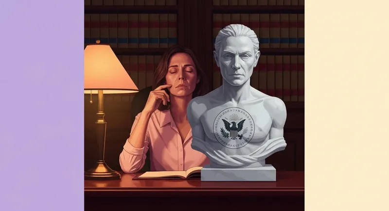 A conceptual image exploring the tension of private individual vs public official rights, featuring a human face transitioning into a cold stone statue, private-individual-vs-public-official-rights-bestie-ai.webp