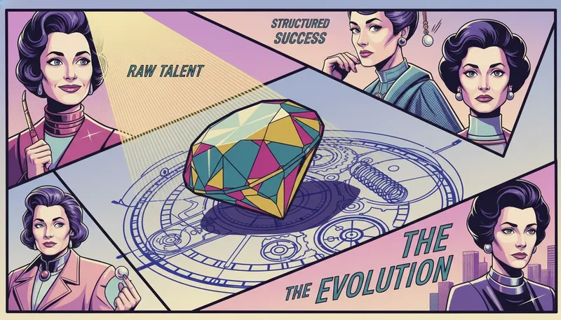 A conceptual representation of professional maturity in career showing a raw diamond being integrated into a precision machine-professional-maturity-in-career-bestie-ai.webp