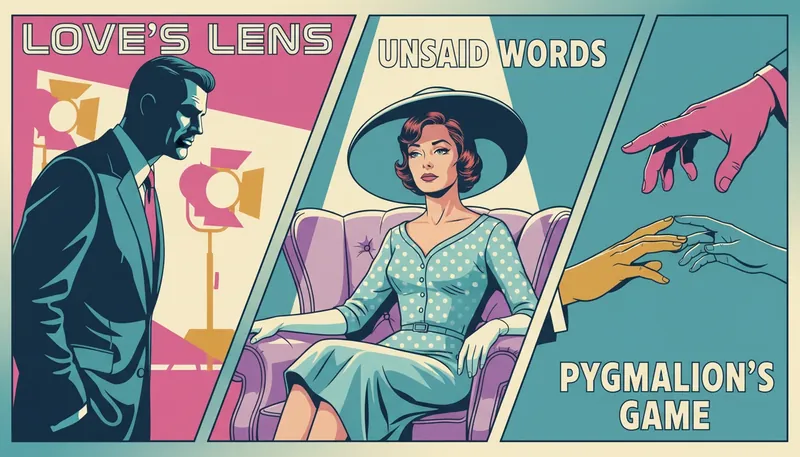 A cinematic scene representing provocative behavior in relationships and the power dynamics of a director and his muse. provocative-behavior-in-relationships-bestie-ai.webp