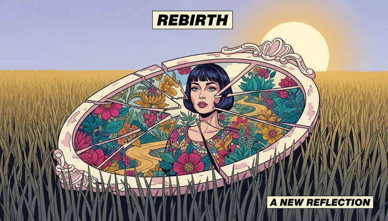 A fractured mirror symbolizing the psychological impact of being outed, revealing a vibrant garden within the cracks to represent reclaiming narrative after exposure. psychological-impact-of-being-outed-bestie-ai.webp