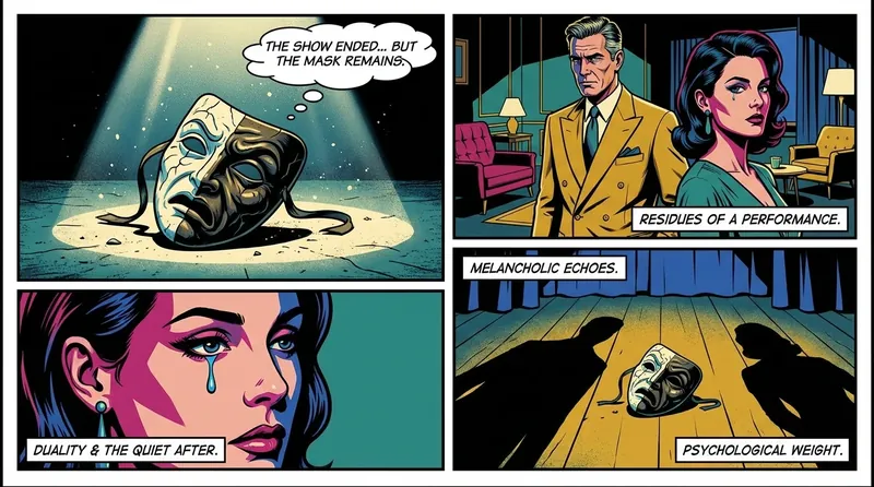 An ornate mask on a stage floor symbolizing the psychology of actors playing villains, showing the split between their character and their true self. Filename: psychology-of-actors-playing-villains-bestie-ai.webp