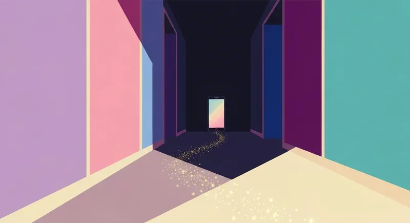 A visual metaphor for the psychology of breadcrumbing showing glowing digital trails leading into a dark void, psychology-of-breadcrumbing-bestie-ai.webp