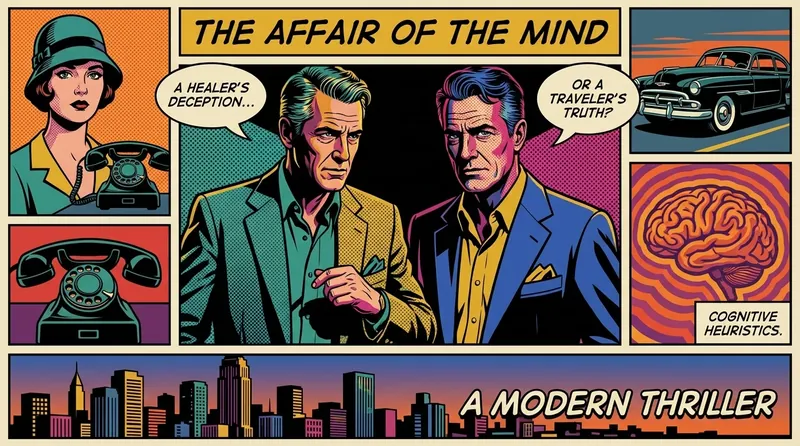 An artistic depiction of the psychology of celebrity lookalikes, showing two similar faces merging amidst a background of neural pathways to represent facial recognition in the brain. The image for 'psychology-of-celebrity-lookalikes-bestie-ai.webp' explores the doppelgänger effect.