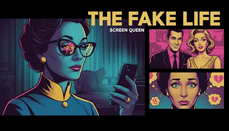 A woman looking at her phone, reflecting on the psychology of celebrity worship and how our connection to stars reveals our own feelings. Filename: psychology-of-celebrity-worship-bestie-ai.webp