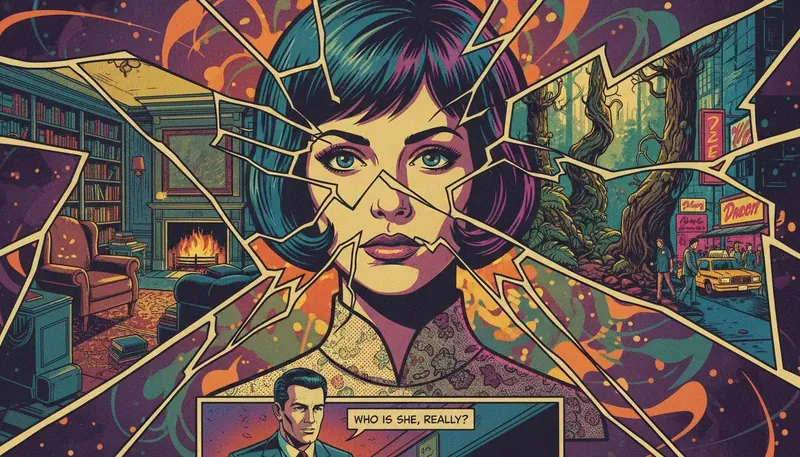 A fractured mirror reflecting a person's face, illustrating the complex psychology of first impressions and how our initial view is incomplete. Filename: psychology-of-first-impressions-bestie-ai.webp