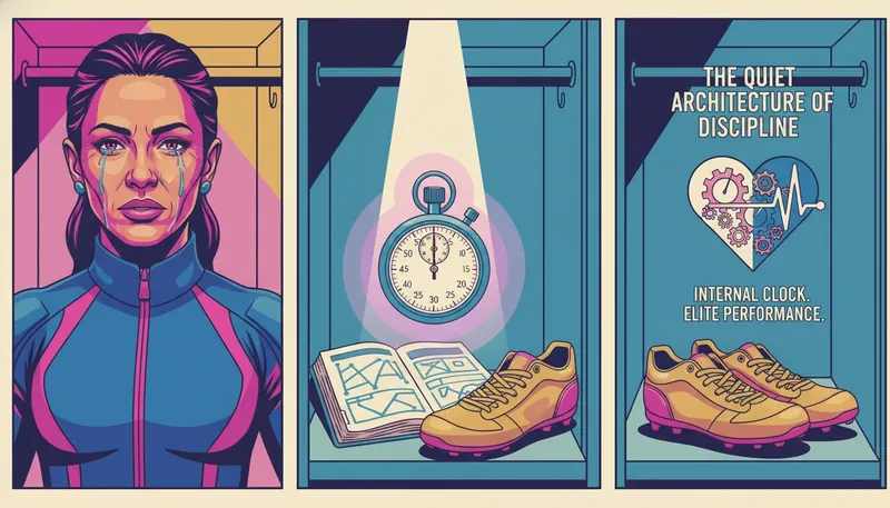 A symbolic representation of the psychology of habit formation featuring an athlete's training gear in cinematic lighting, styled as christian-mccaffrey-bestie-ai.webp.