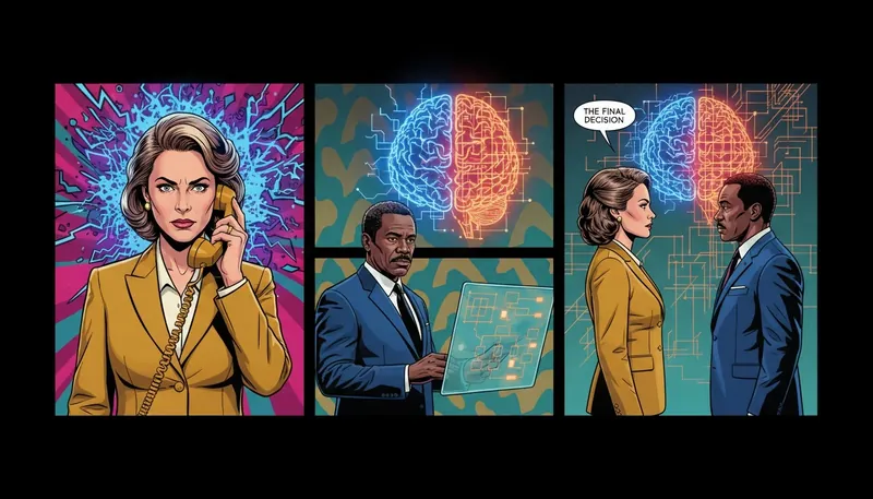 A conceptual image illustrating the psychology of intuition system 1 thinking, showing a brain split between chaotic fast thoughts and structured slow analysis. Filename: psychology-of-intuition-system-1-bestie-ai.webp