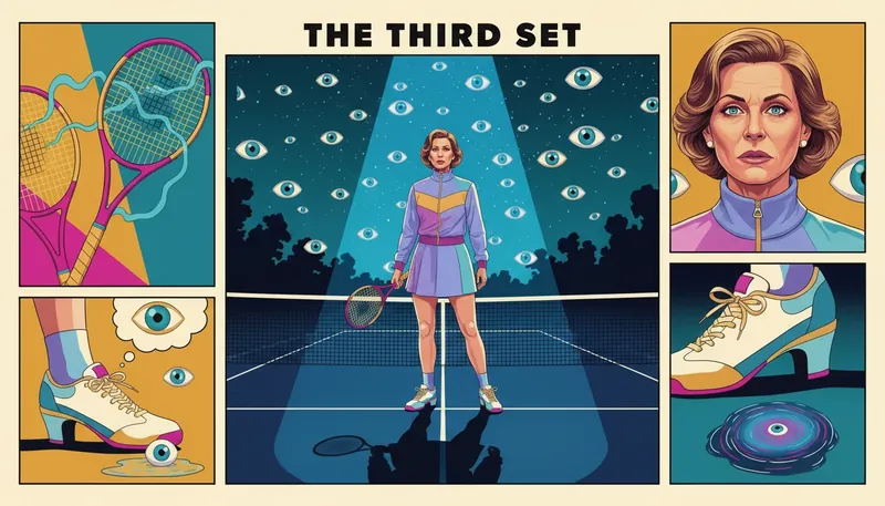 A tennis player navigating the psychology of public perception on performance while being watched by a stadium of glowing digital eyes. psychology-of-public-perception-on-performance-bestie-ai.webp