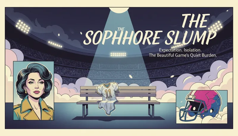 A lonely stadium bench at night representing the psychology of sophomore slump and keon-coleman-performance-regression-bestie-ai.webp