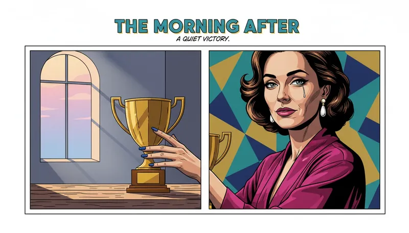 psychology-of-success-and-vulnerability-bestie-ai.webp - A solitary trophy in the quiet morning light, illustrating the emotional processing of achievement.