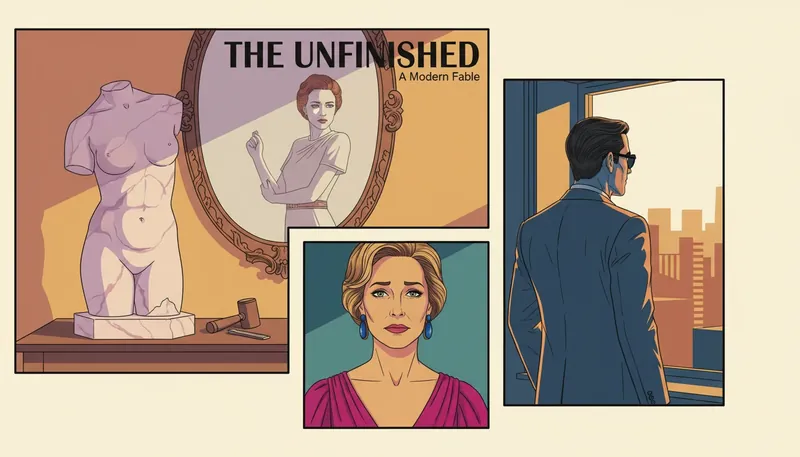 The Pygmalion effect in relationships depicted by a half-finished marble sculpture and a whole person's reflection-bestie-ai.webp