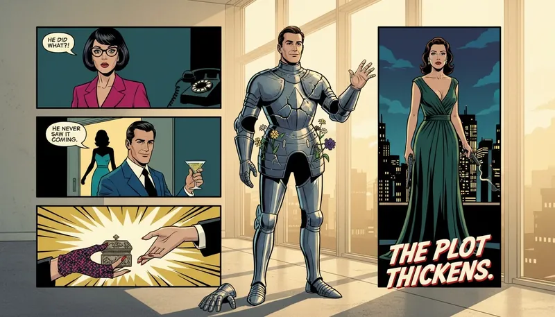 A suit of cracked armor with flowers growing from it, symbolizing the concept of male vulnerability and strength. Filename: redefining-male-vulnerability-and-strength-bestie-ai.webp