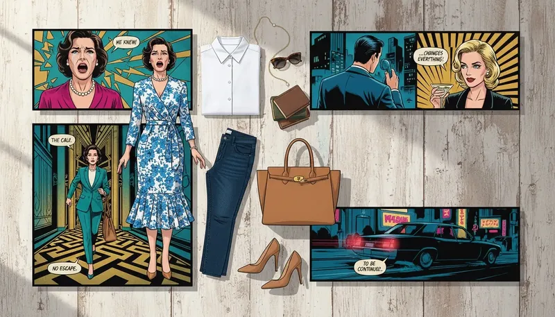 A flat lay showcasing the key elements of the Reese Witherspoon style, including a floral dress and classic accessories, for a preppy chic look. Filename: reese-witherspoon-style-guide-bestie-ai.webp