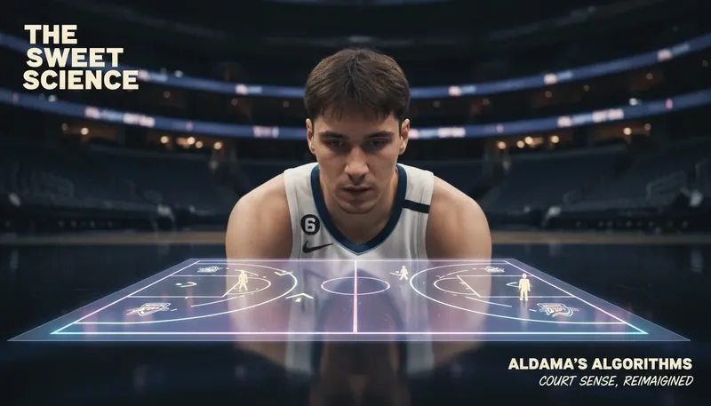 An analytical image depicting the strategic thinking behind Santi Aldama stats vs Thunder, showing the player planning his next move against the opponent. santi-aldama-stats-vs-thunder-bestie-ai.webp