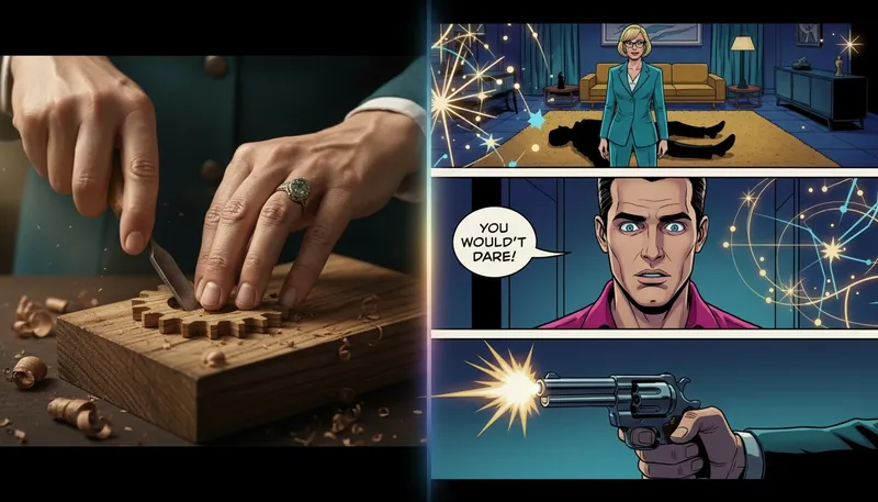 A symbolic image exploring the Sensing vs Intuition career paths, showing a detailed hand carving a gear (Sensing) next to a glowing constellation of ideas (Intuition), representing different natural strengths. Filename: sensing-vs-intuition-career-path-bestie-ai.webp