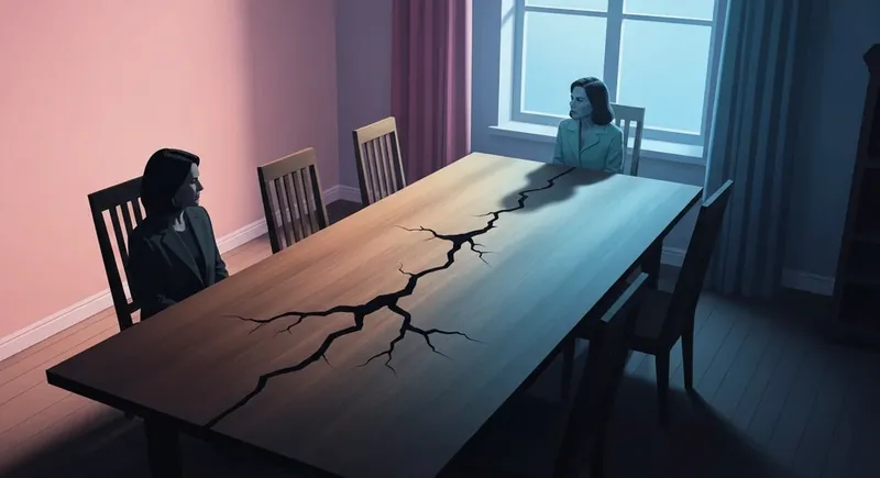 signs-of-emotional-neglect-in-marriage-checklist-bestie-ai.webp - A symbolic representation of emotional distance in a marriage, highlighting the isolation mentioned in the signs of emotional neglect in marriage checklist.