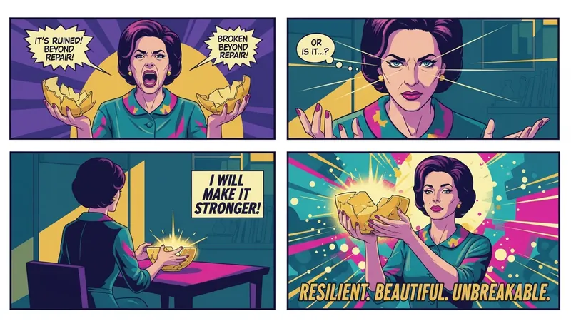 A broken bowl repaired with gold, a concept known as kintsugi, representing the healing process central to understanding addiction and relapse. Filename: understanding-addiction-and-relapse-bestie-ai.webp