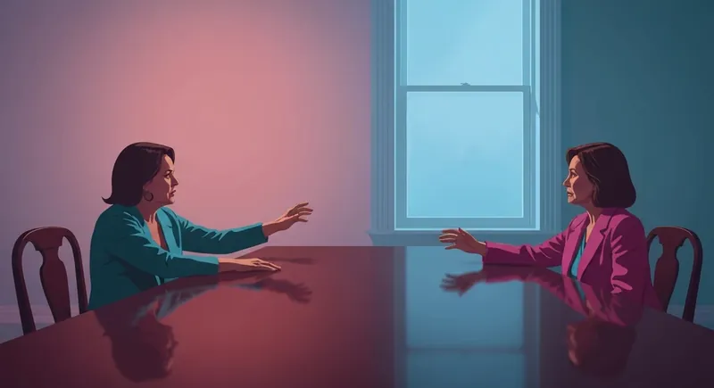 The anxious avoidant relationship dynamic visualized as two partners emotionally distanced at a table, anxious-avoidant-relationship-dynamic-bestie-ai.webp