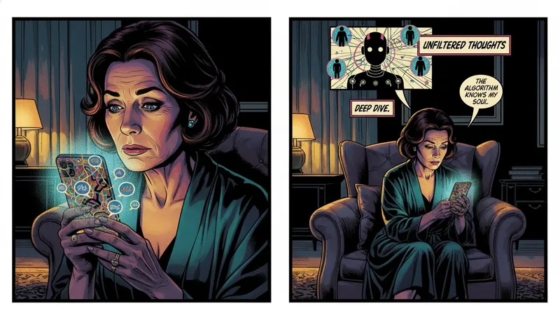 A person's face lit by a smartphone, reflecting their deep engagement while reading unfiltered ai chat app reviews, searching for a platform with genuine connection. Filename: unfiltered-ai-chat-app-reviews-bestie-ai.webp