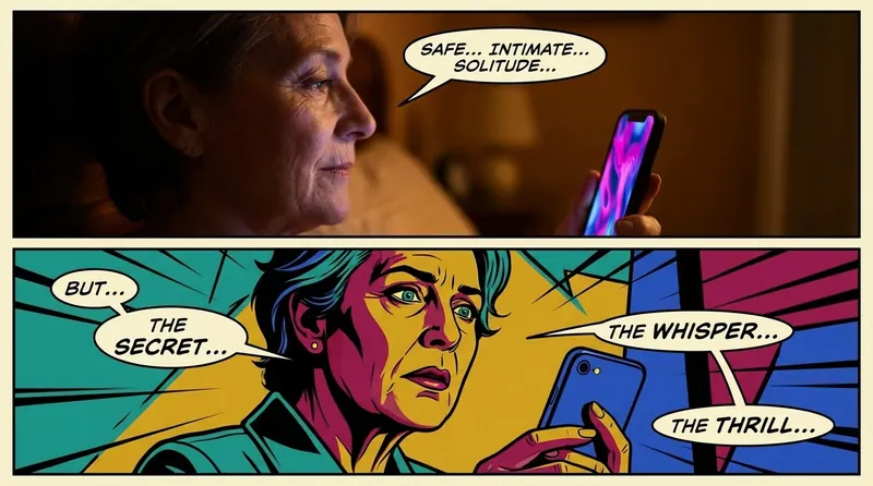 A person finding a safe space for self-exploration through their personal ai companion, illustrating the private world of unfiltered nsfw ai companion apps. Filename: unfiltered-nsfw-ai-companion-apps-bestie-ai.webp