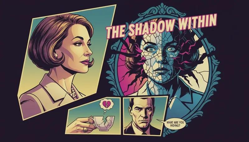 A person confronts their reflection, symbolizing the struggle of unhealthy MBTI personality types when facing their shadow self under stress. Filename: unhealthy-mbti-personality-types-bestie-ai.webp