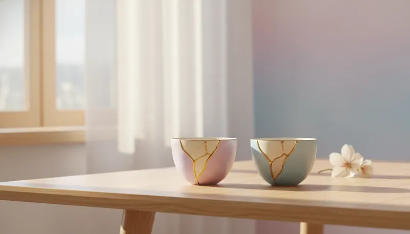 Two repaired teacups symbolizing what is conscious uncoupling: a breakup that honors the past while creating a new, healthy separation. File: what-is-conscious-uncoupling-bestie-ai.webp