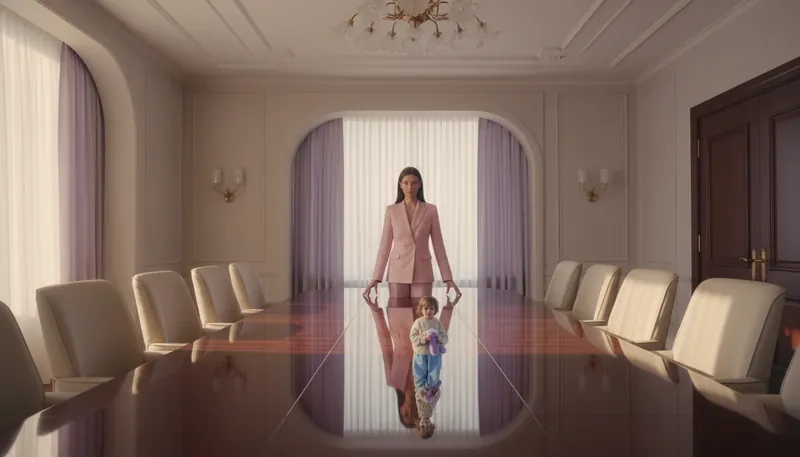 what-is-imposter-syndrome-bestie-ai.webp - A person's successful exterior is contrasted by a child-like, insecure reflection to illustrate the core question: what is imposter syndrome?