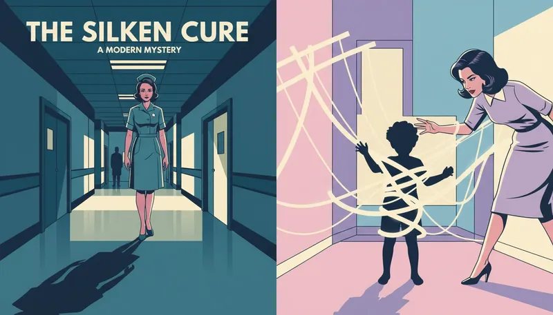 A conceptual illustration exploring what is munchausen syndrome by proxy featuring a child's shadow and medical puppet strings-gypsy-rose-bestie-ai.webp