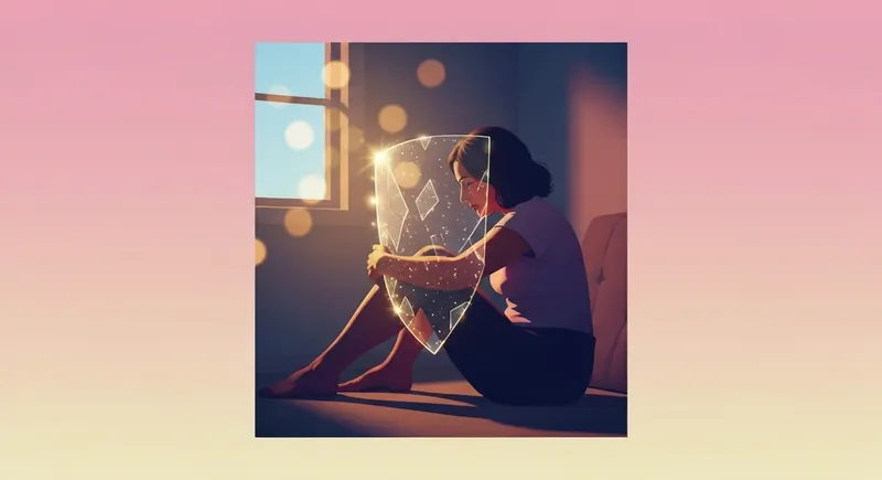 A person protected by a symbolic light shield reflecting on why do I get defensive so easily-bestie-ai.webp