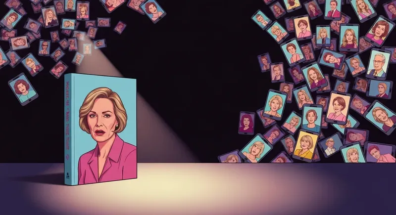 An illustration explaining why is Freida McFadden so popular, showing a single book at the center of a storm of social media reactions and reader opinions on BookTok. filename: why-is-freida-mcfadden-so-popular-bestie-ai.webp